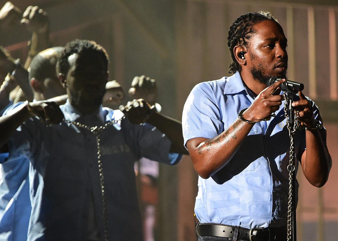 Taylor Swift, Ed Sheeran, and Mark Ronson might have won the night’s biggest awards, but it’s performances like Kendrick Lamar’s that we’ll remember. 