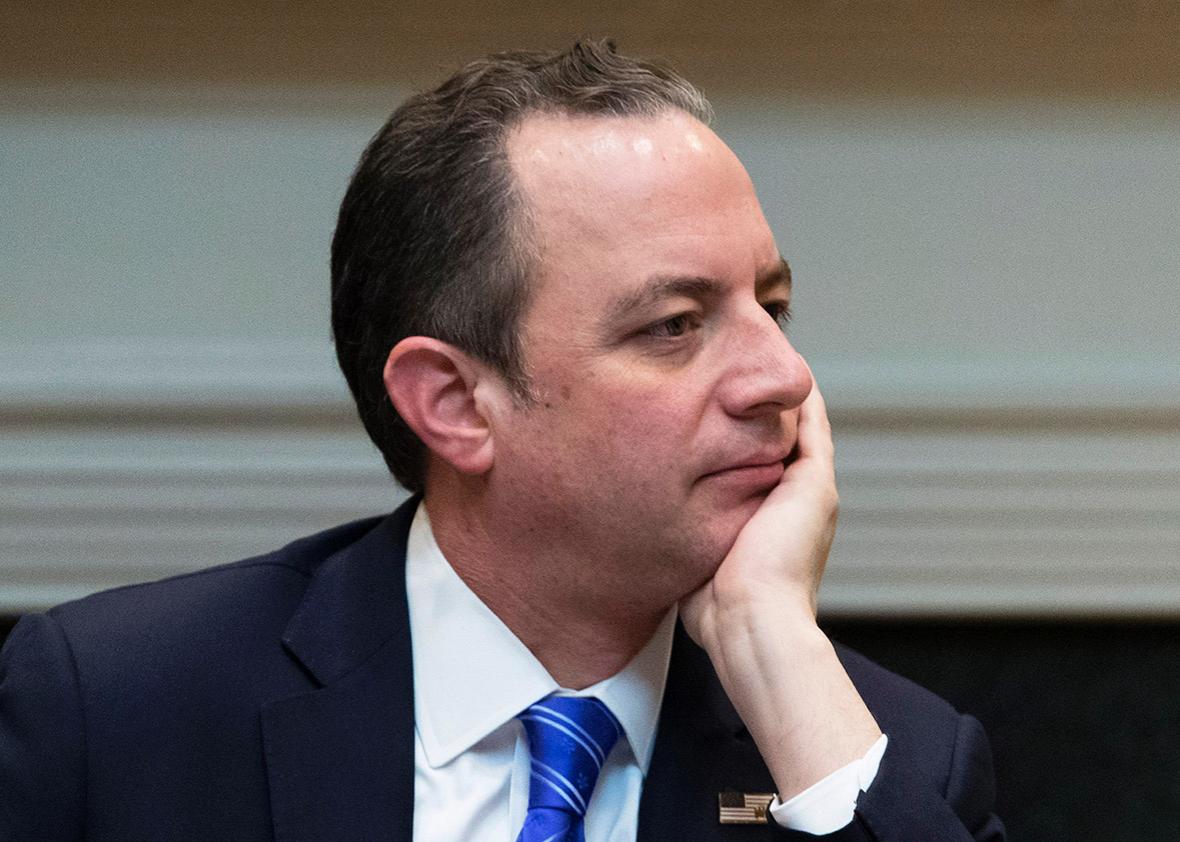 White House Chief of Staff Reince Priebus attends an African American History Month listening session held by President Donald Trump in the Roosevelt Room of the White House on February 1, 2017 in Washington, DC. 