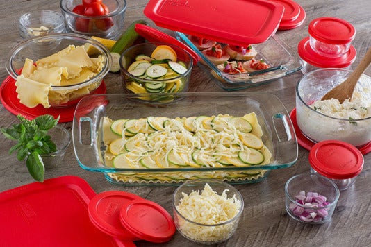 Pyrex Easy Grab 28-Piece Glass Bakeware and Food Storage Set.