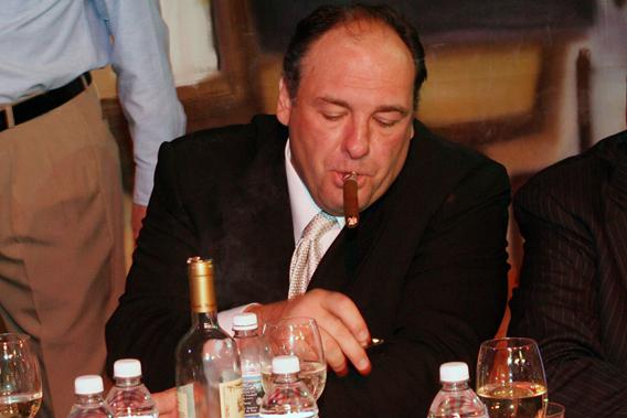 Seven members of the Sopranos cast got together at the Atlantic City Hilton and Resorts Casinos in Atlantic City for a Meet-n-Greet and tell all Q & A session the members present Tony Soprano (James Gandolfini), and Johnny 'Sack' Sacramoni (Vincent Curatola) have a cigar on break on Saturday June 23, 2007 