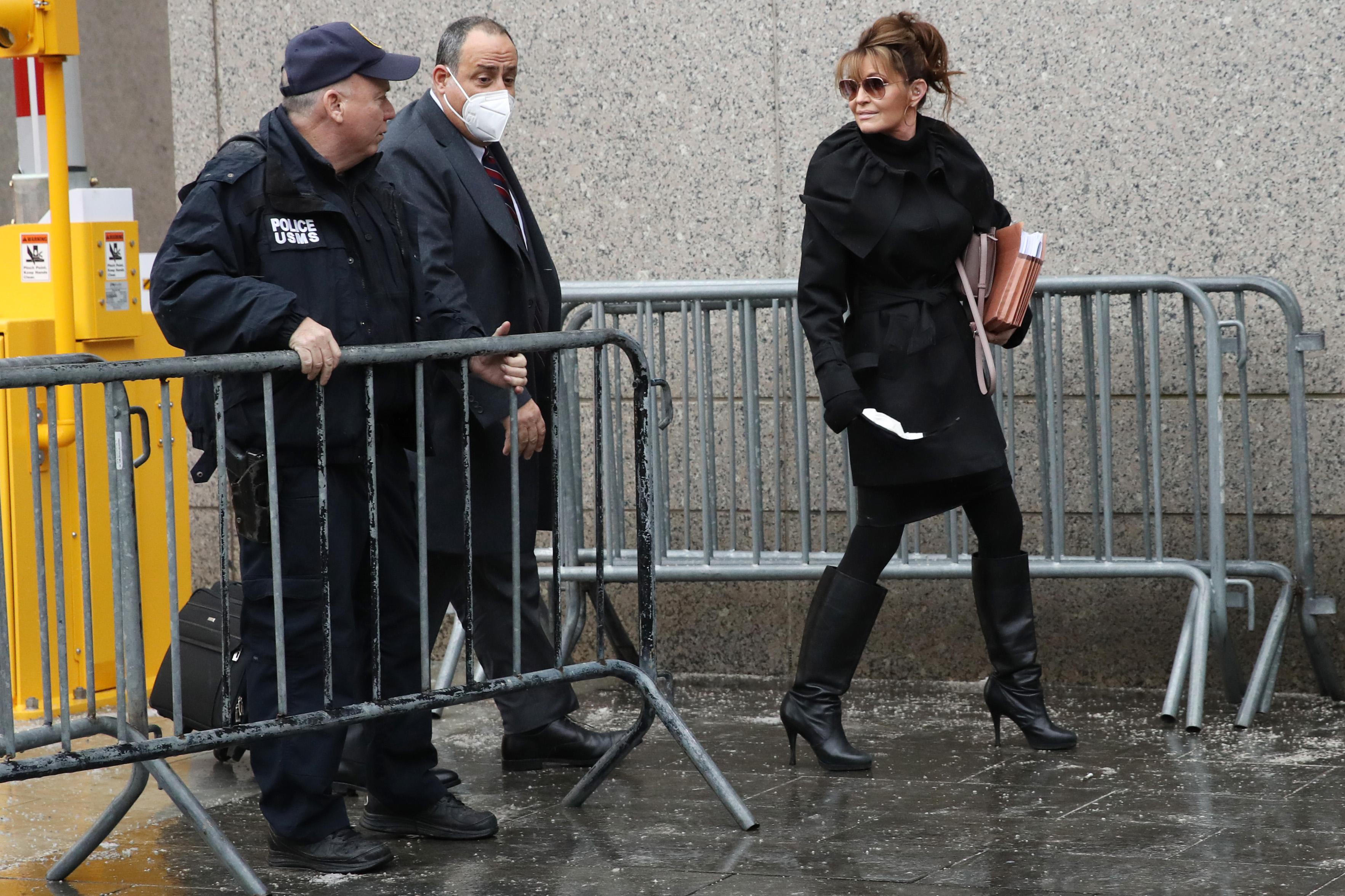Former Alaska Governor Sarah Palin at federal court in Manhattan.