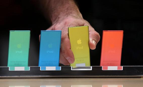 The new iPod Nano is displayed during an Apple.