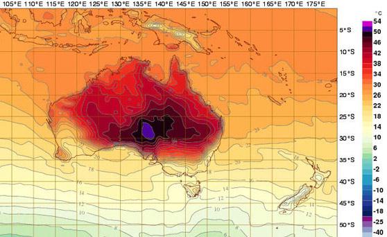 Predicted heat wave map for Australia