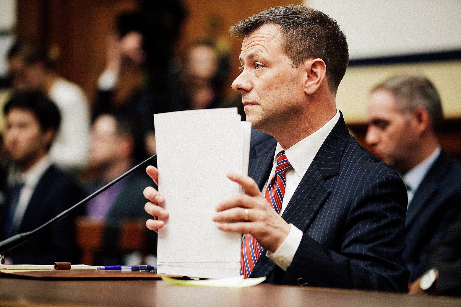 Peter Strzok testifies before a joint committee hearing on Capitol Hill on Thursday.