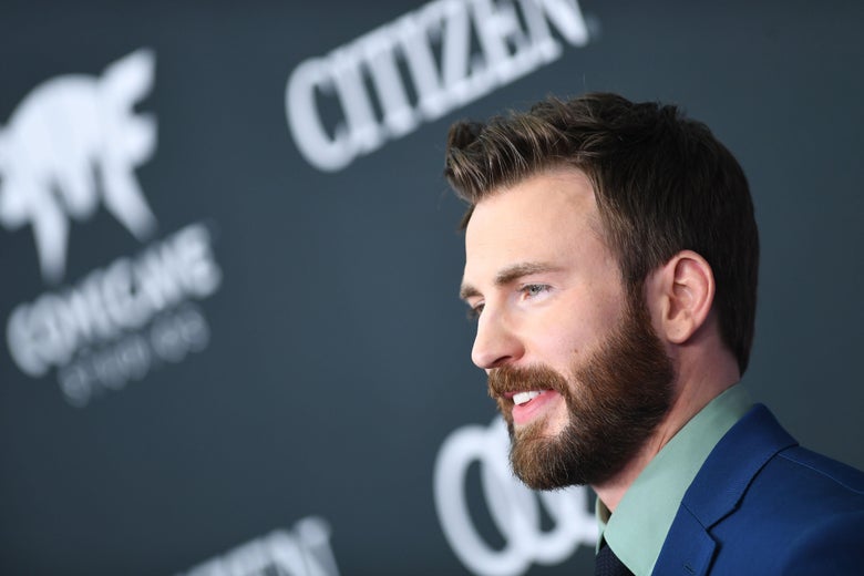 Chris Evans from the shoulders up at the World premiere of "Avengers: Endgame" at the Los Angeles Convention Center on April 22, 2019. 