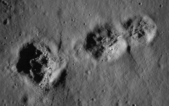 Closeup of the triple crater.