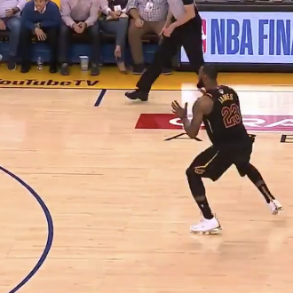 LeBron James behind the 3-point line with no defenders near him.
