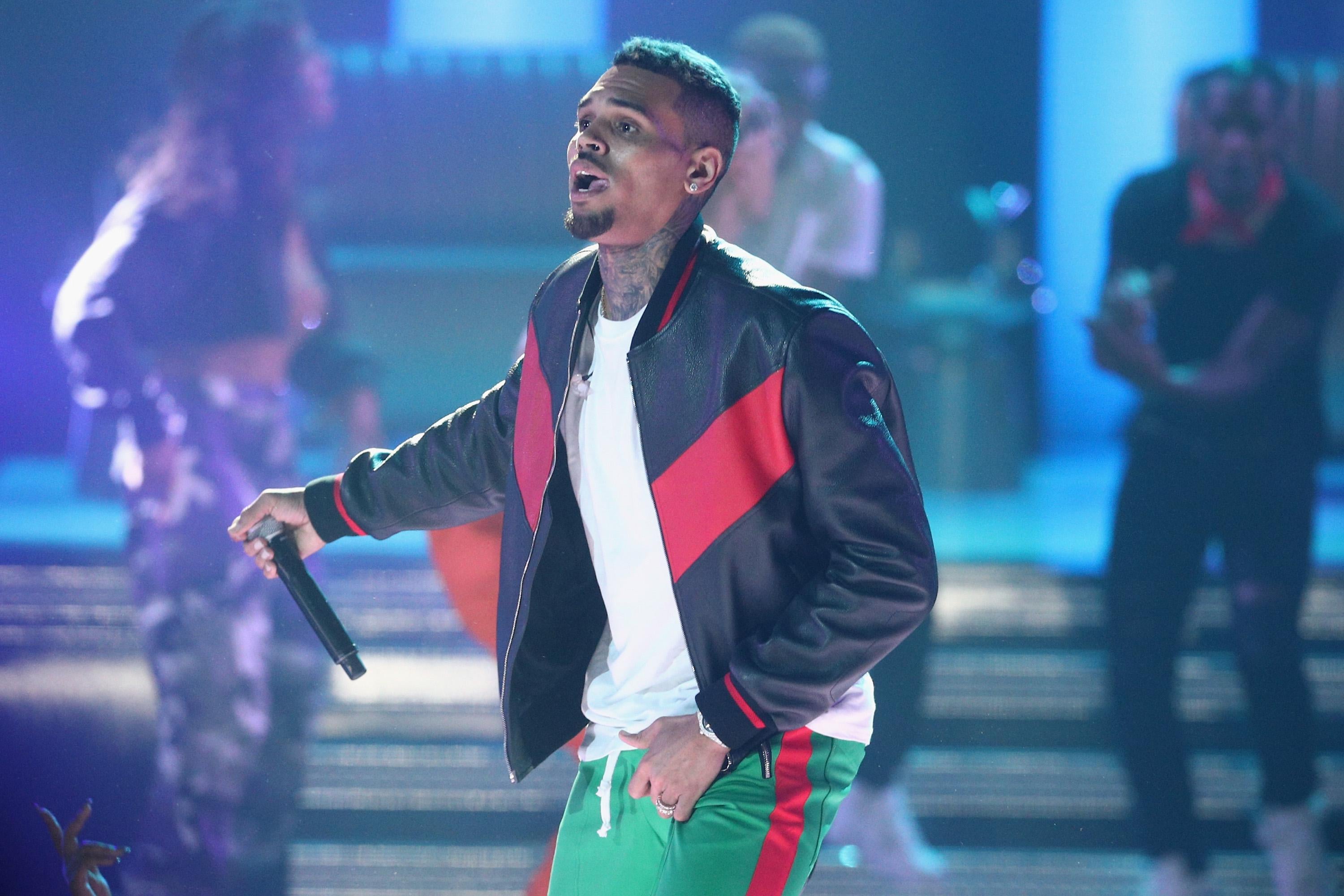 Chris Brown on stage.