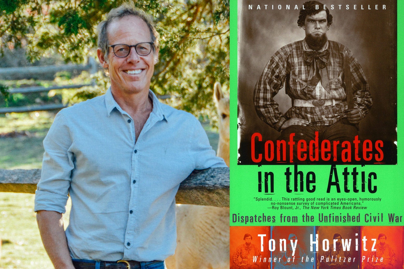 Tony Horwitz and the cover of Confederates in the Attic.