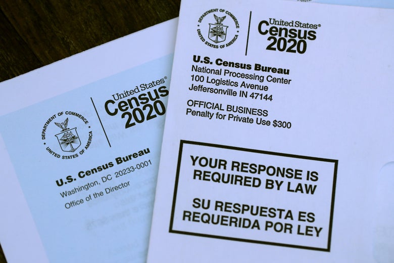 The U.S. Census logo appears on census materials received in the mail with an invitation to fill out census information online.