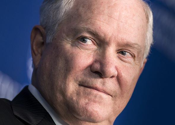 Former US Defense Secretary Robert Gates listens during a forum discussion at the Johns Hopkins University School of Advanced International Studies on October 22, 2013 in Washington. 