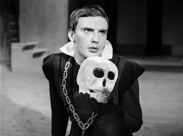 Jean-Louis Trintigant, French actor, in "Hamlet" by Shakespeare,