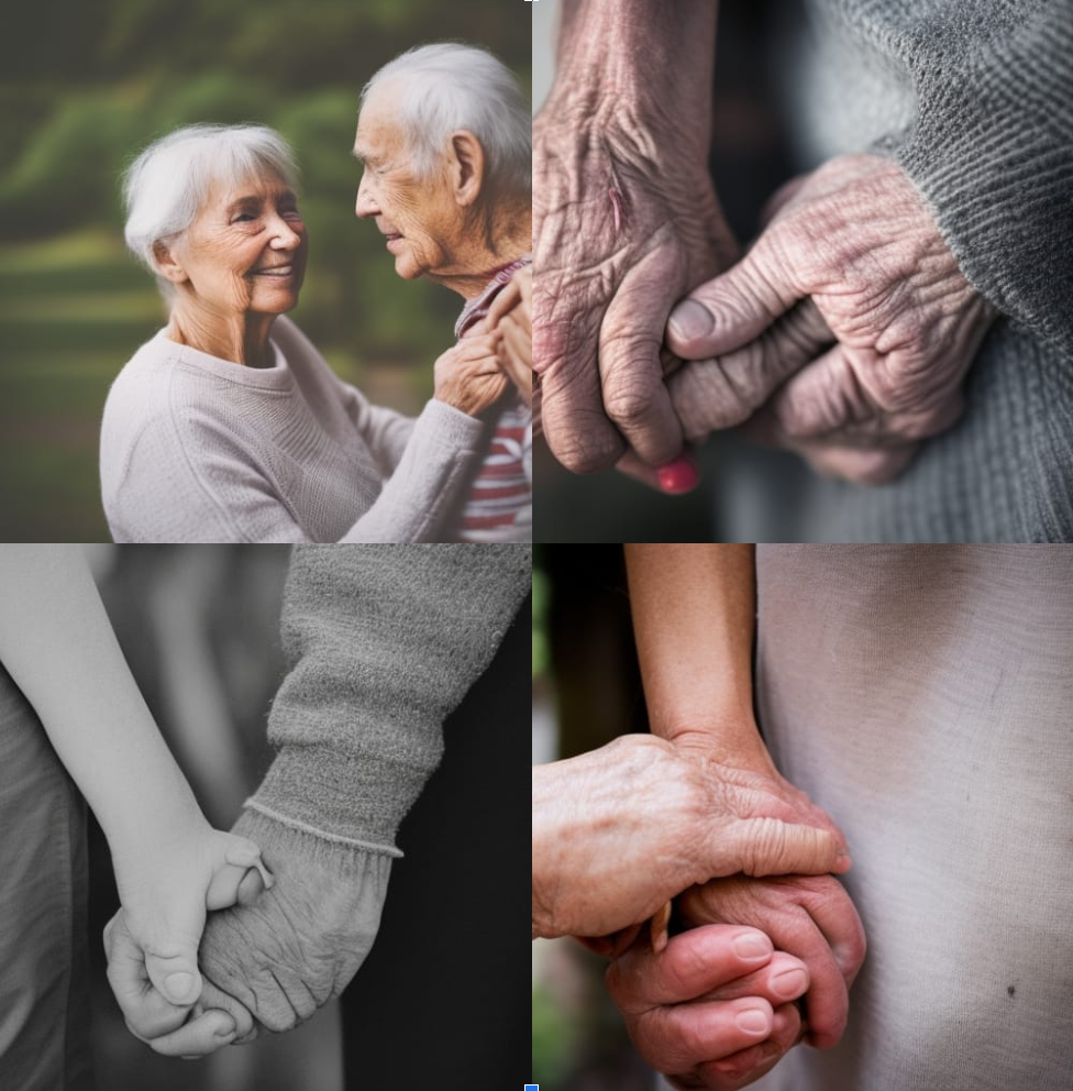 A couple that has been together for 50 years holding hands after a fight