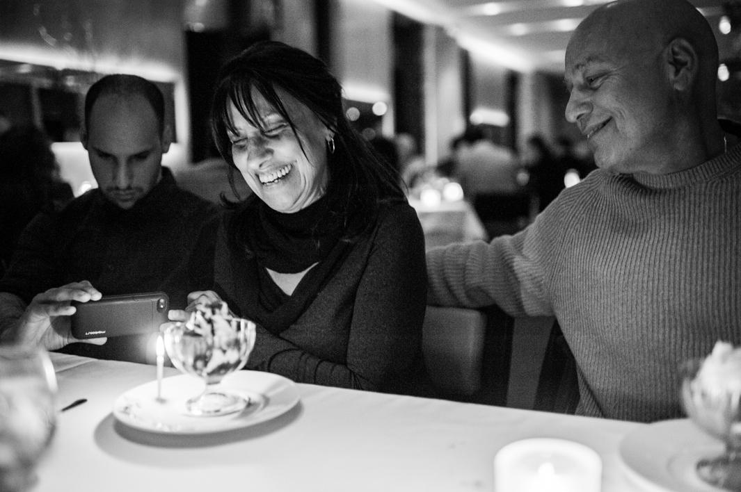 Thankful for every year together, Laurel Borowick, surrounded by her family, celebrates her 58th birthday at a restaurant in Manhattan. New York, New York. March, 2013.