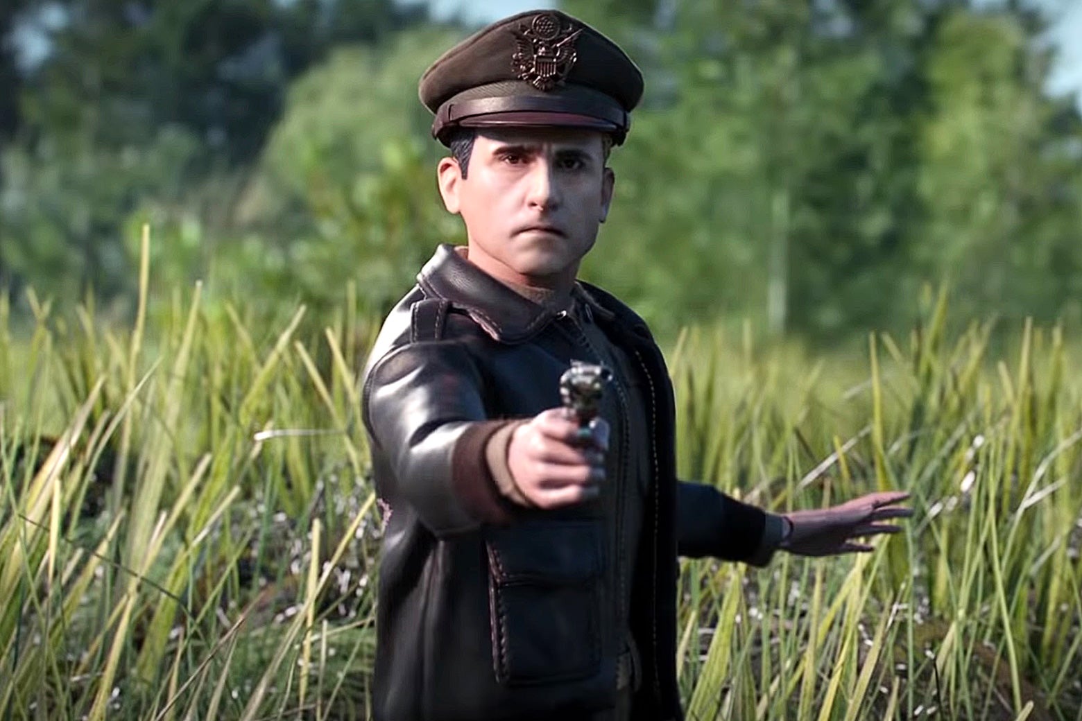 Steve Carell as a plastic action figure in Welcome to Marwen.