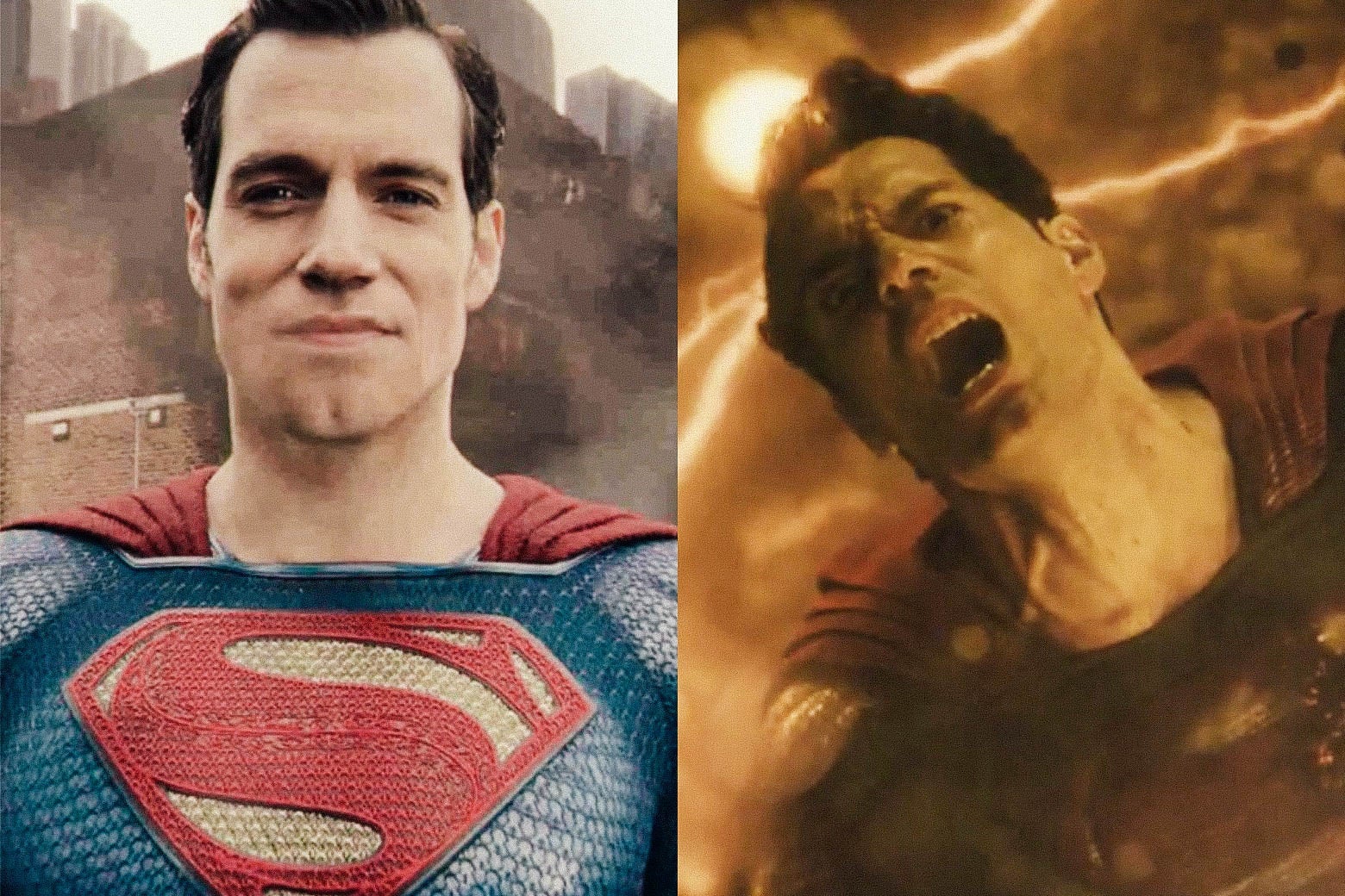 Superman in Joss Whedon’s version of the film and in Zack Snyder’s version.
