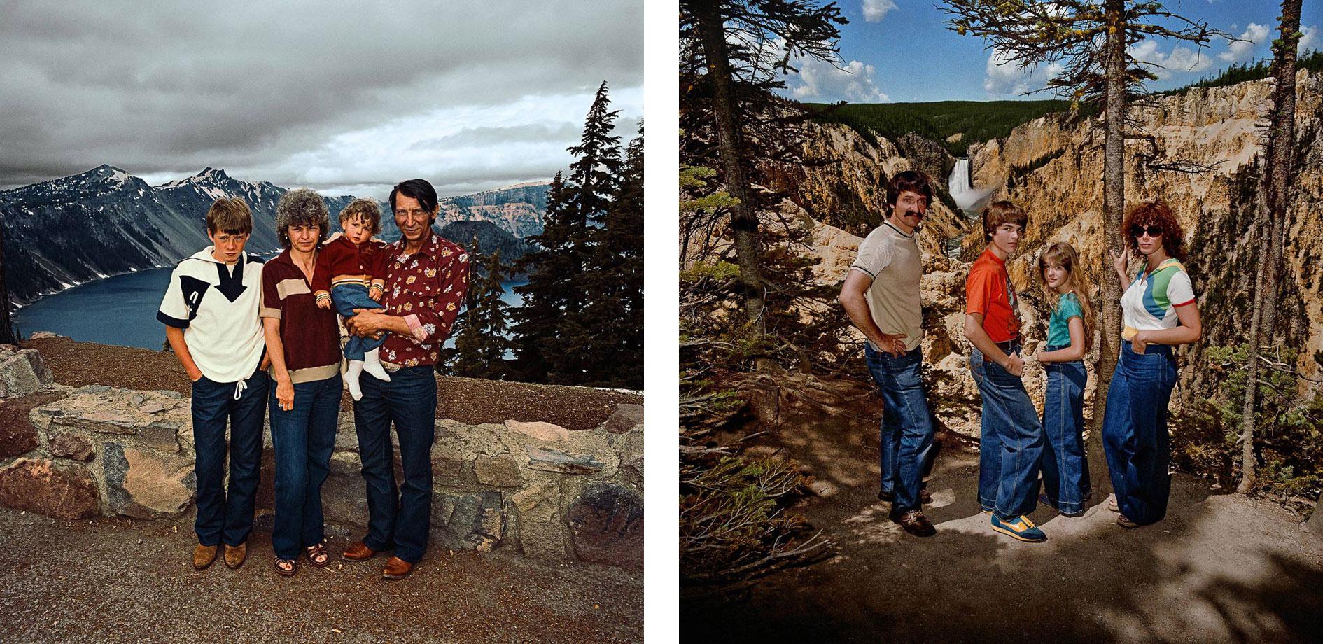 Family at Crater Lake National Park, OR. 1980 Family at Lower Falls Overlook, Yellowstone national Park, WY. 1980 (r)