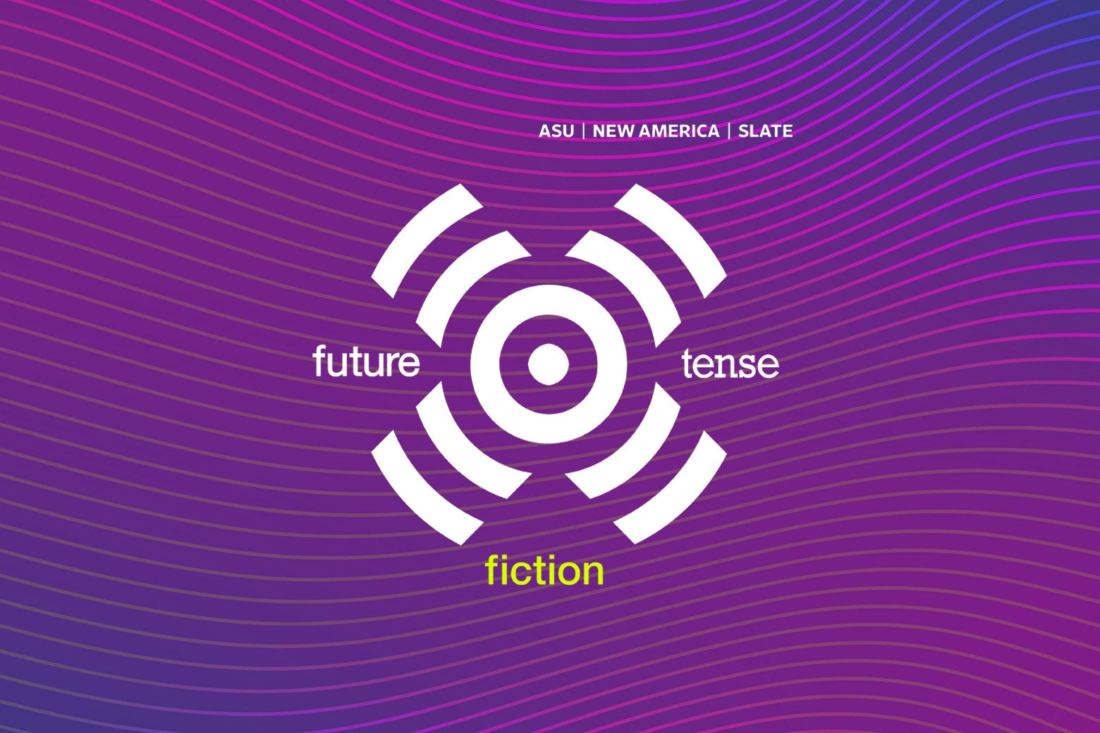 The Future Tense logo (a white target that evokes a satellite) against a purple background and the words "Future Tense Fiction."
