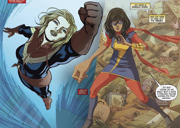 Kamala Khan As Ms Marvel And Carol Danvers As Captain Marvel Female