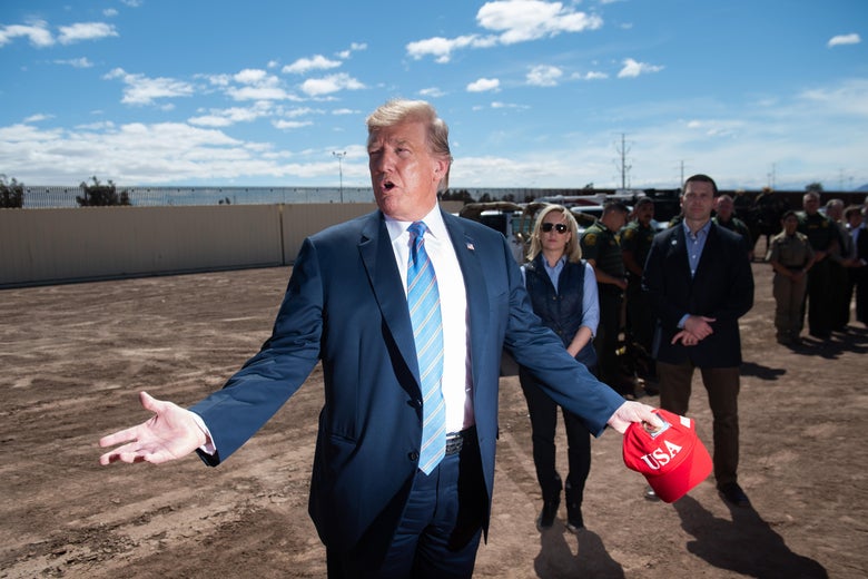 President Trump tours the border wall between the United States and Mexico in Calexico, California, April 5, 2019.