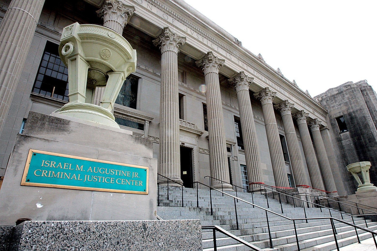 The steps outside the criminal courthouse.