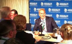 Schiff talking to admirers on Saturday at the Americans for Prosperity's Defending the American Dream conference.