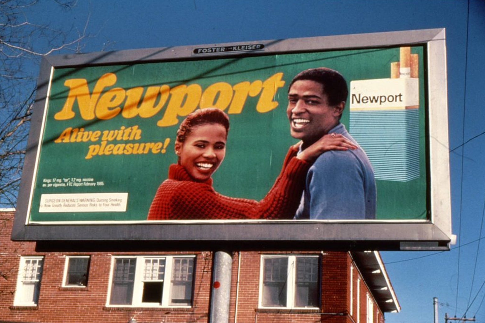 A Newport billboard featuring a Black couple. The text reads: "Alive with pleasure!"