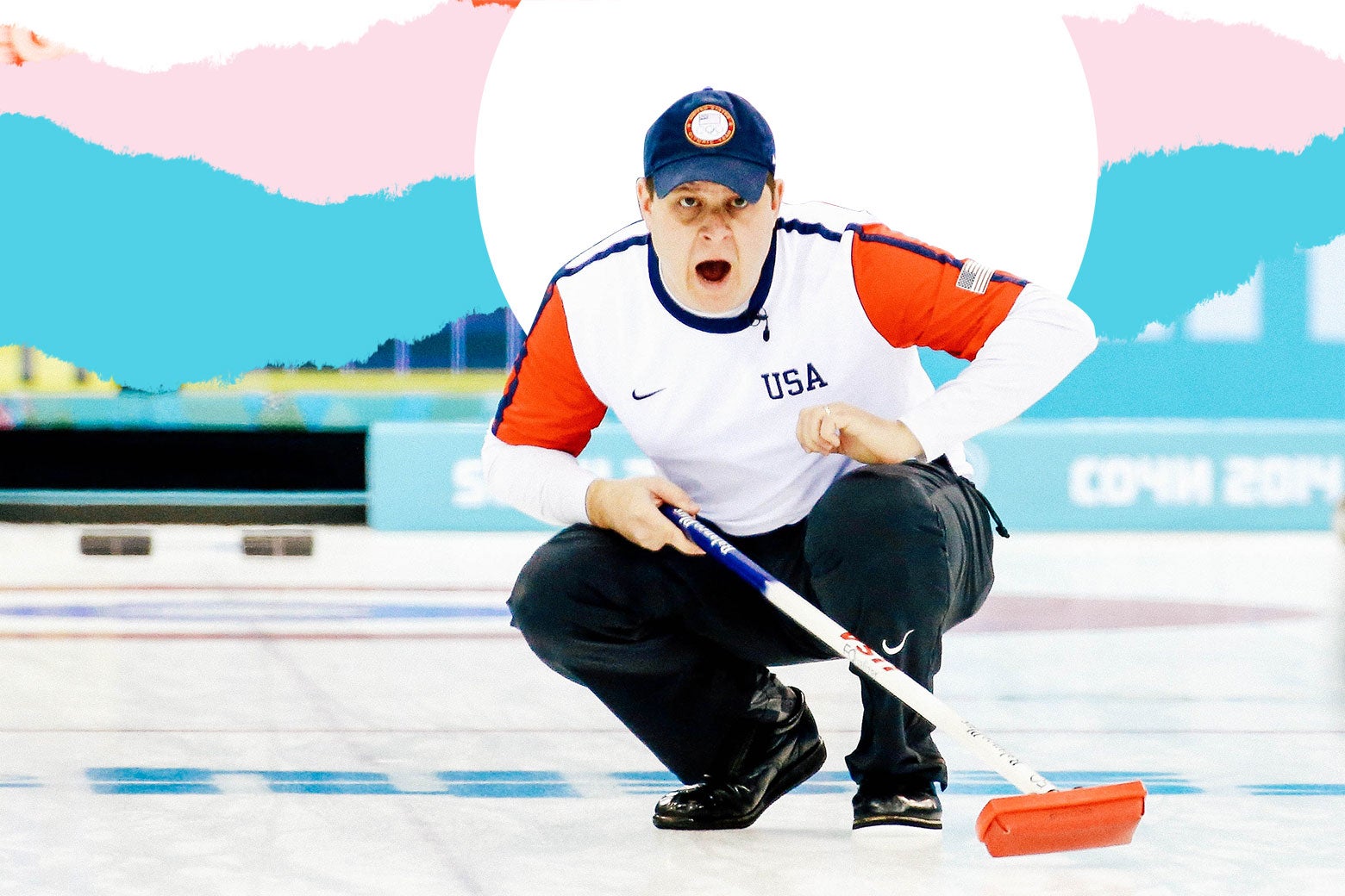 John Shuster of the USA competes against Switzerland during the men’s curling round-robin on Day 10 of the Sochi 2014 Winter Olympics at Ice Cube Curling Center on Feb. 17, 2014 in Sochi, Russia.