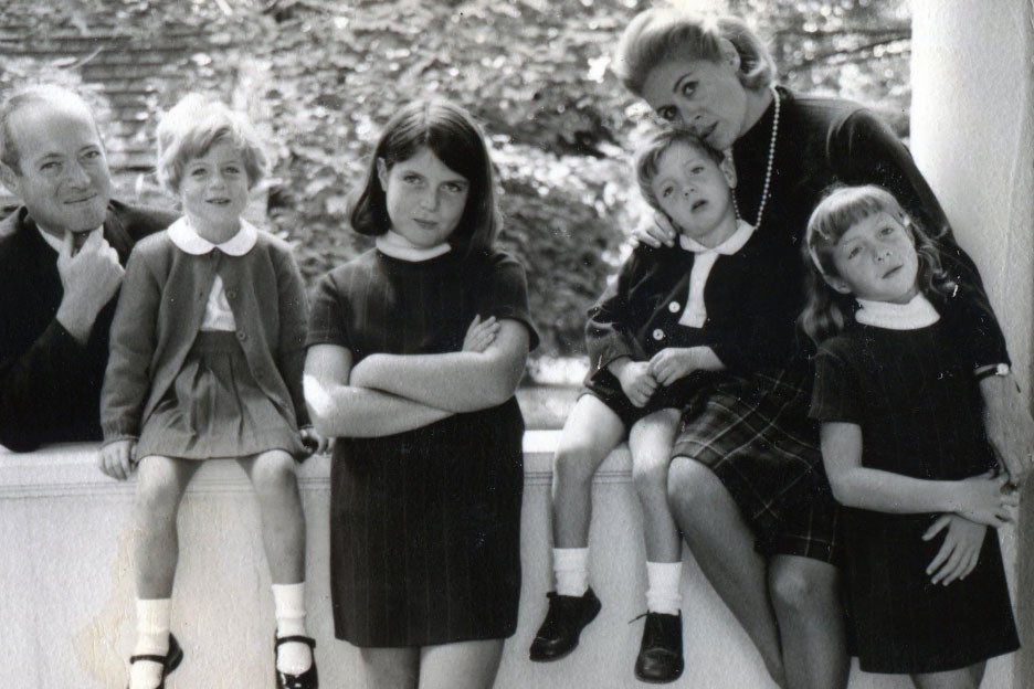 Black-and-white photo of Rhoda with her family.