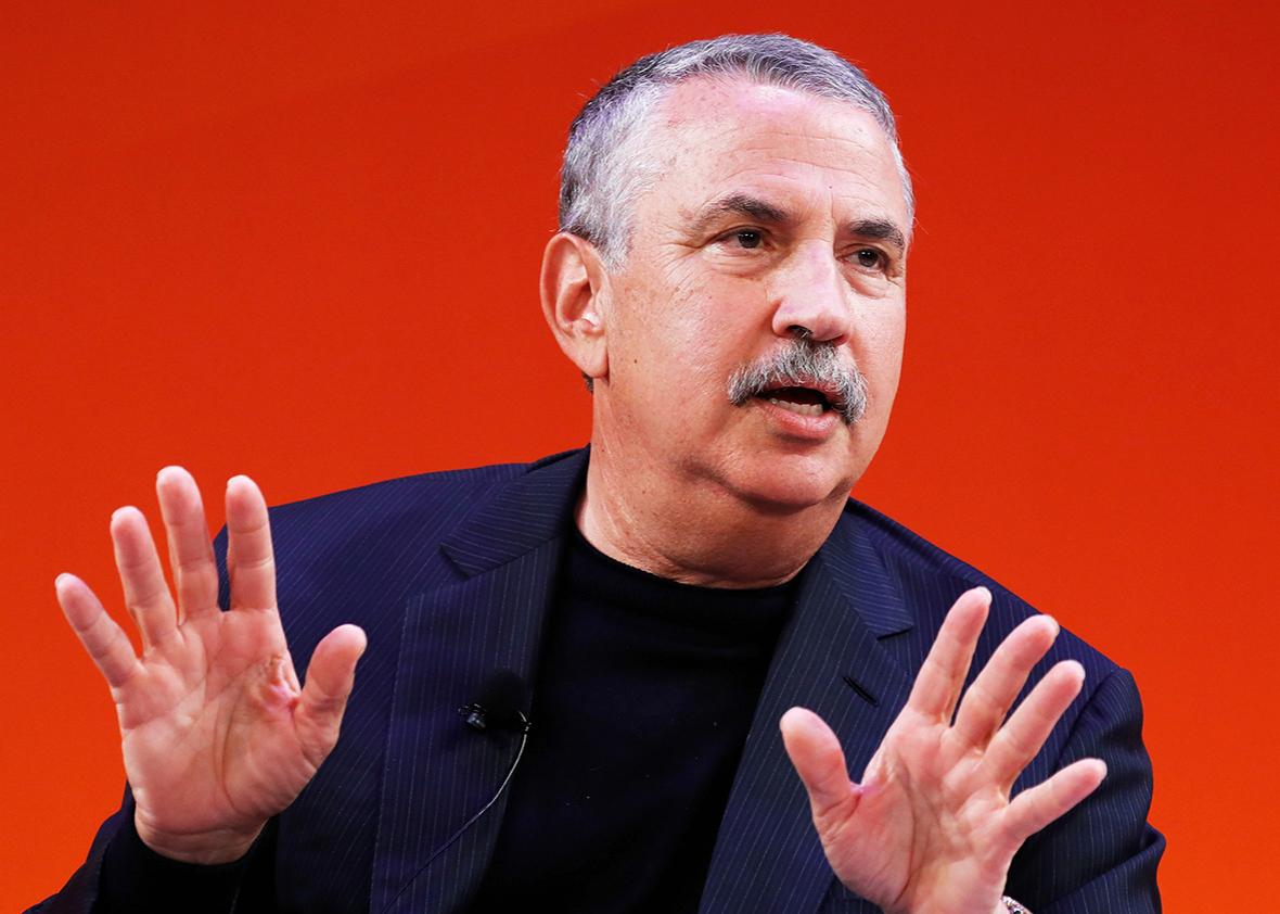 Thomas Friedman speaks onstage at the Fireside with the New York Times talk on the Times Center Stage during 2016 Advertising Week New York on September 29, 2016 in New York City. 