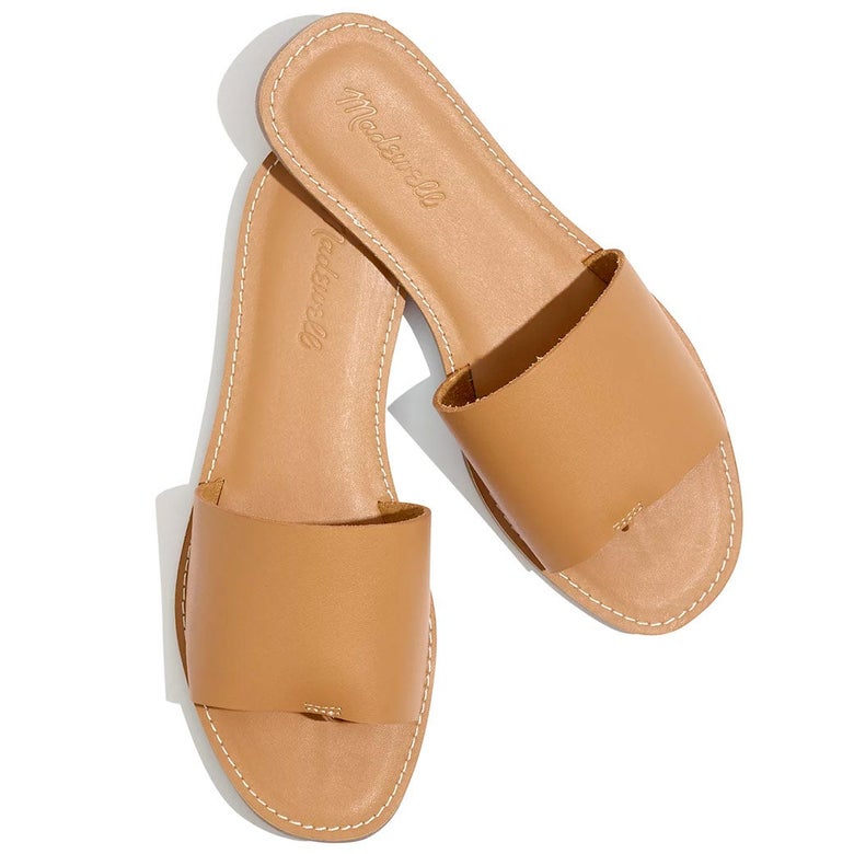 Tan slide sandals