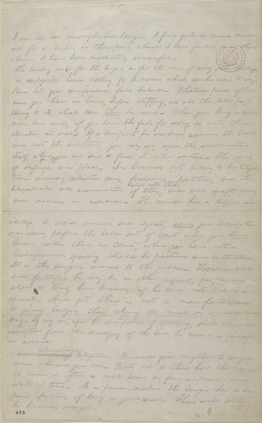 Lincoln's notes for a lecture on law