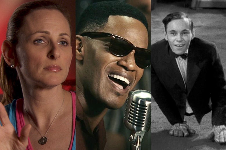 Marlee Matlin in CinemAbility, Jamie Foxx in Ray, and Johnny Eck in Freaks.