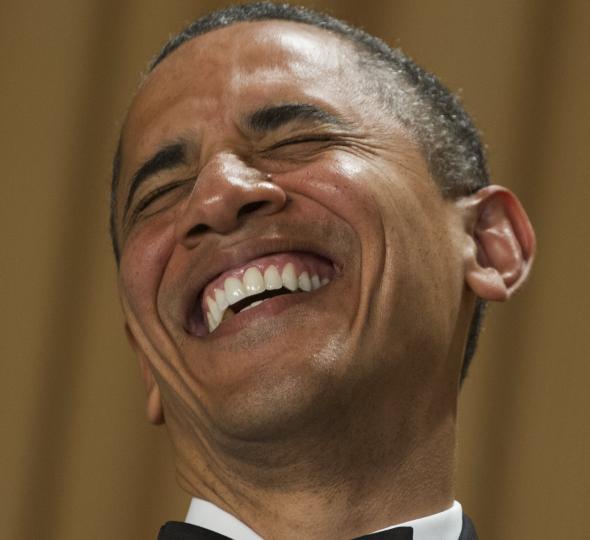 Obama laughing