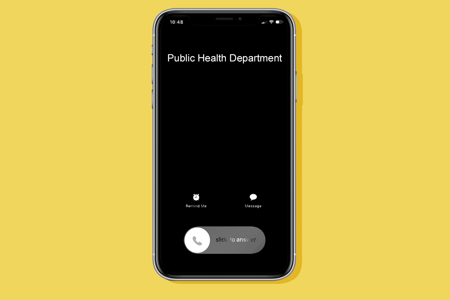 A cellphone showing the Public Health Department calling.