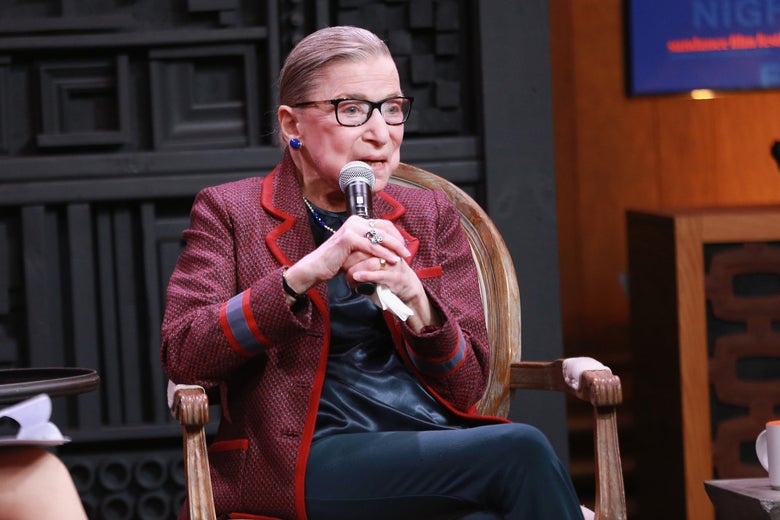 PARK CITY, UT - JANUARY 21: Associate Justice of the Supreme Court of the United States Ruth Bader Ginsburg speaks during the Cinema Cafe with Justice Ruth Bader Ginsburg and Nina Totenberg during the 2018 Sundance Film Festival at Filmmaker Lodge on January 21, 2018 in Park City, Utah. (Photo by Robin Marchant/Getty Images)