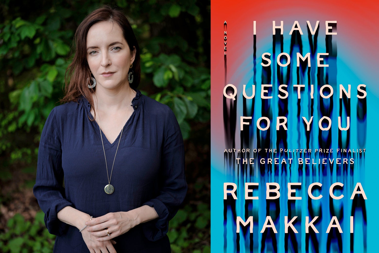 Rebecca Makkai and the cover of her new book.