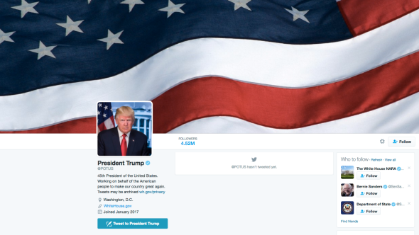 Trump’s new Twitter background, hastily added this afternoon.