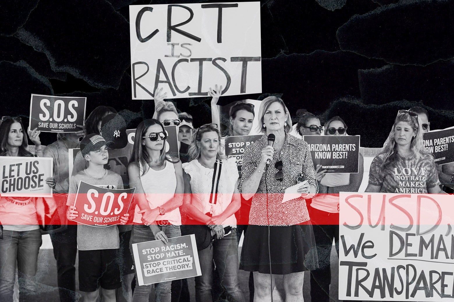 Anti–critical race theory protesters.