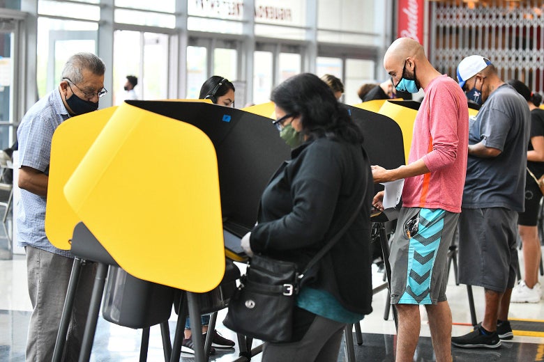 Voters cast their Election Day ballots at Staples Center in Los Angeles.