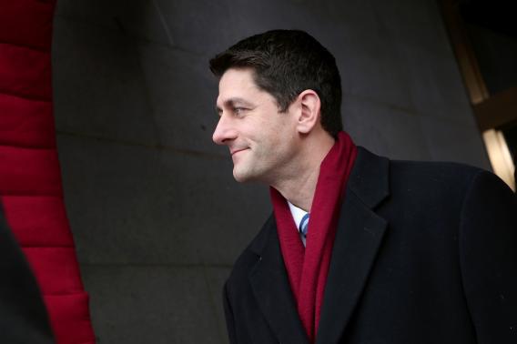 Paul Ryan, R-Wis., arrives for the presidential inauguration
