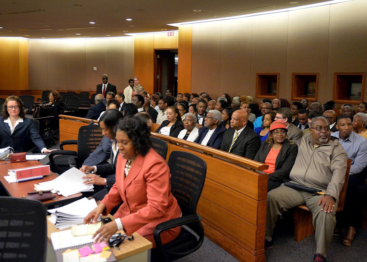 Former Atlanta public school educators filled the courtroom in April during the sentencing of 10 former educators convicted of racketeering.