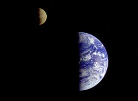 Earth and Moon form the Galileo spacecraft.