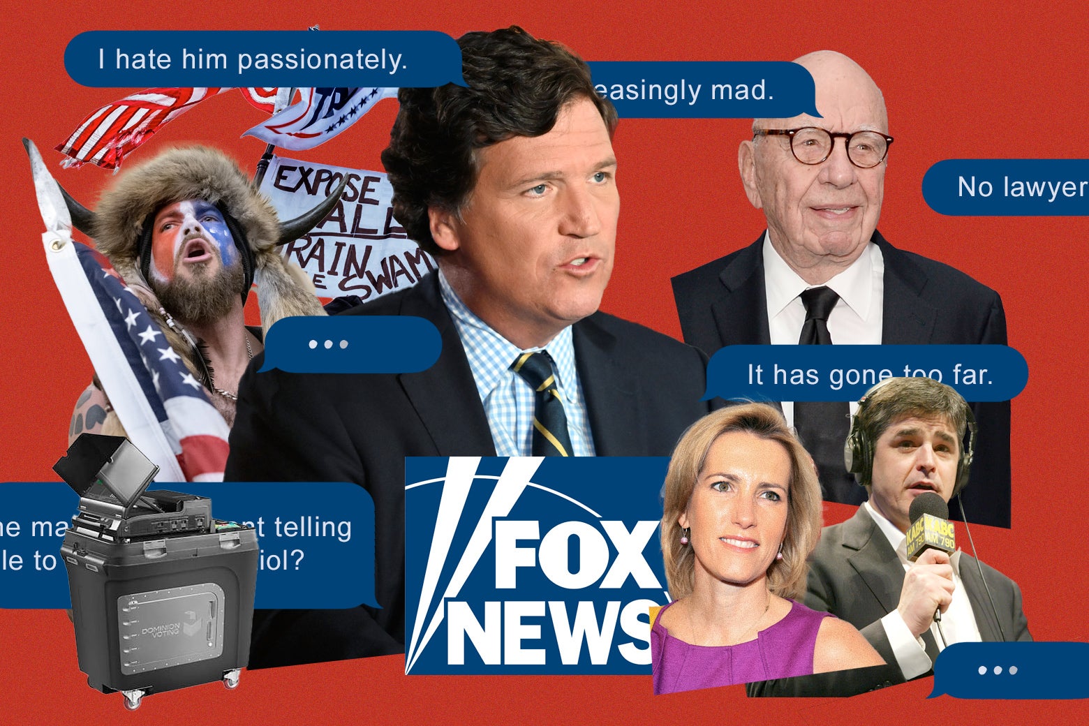 Various Fox News hosts depicted with texts they sent.