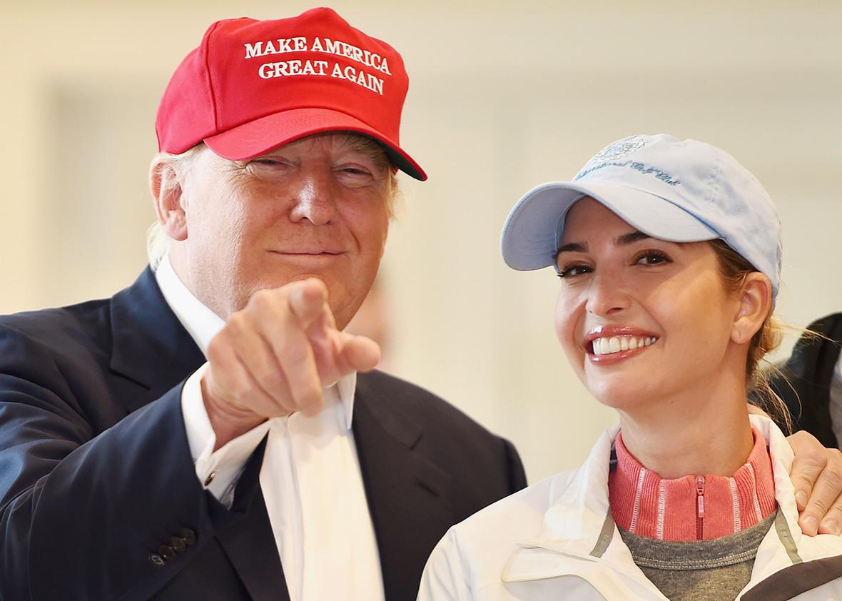 Republican Presidential Candidate Donald Trump visits his Scottish golf course Turnberry with his daughter Ivanka Trump July 30, 2015 in Ayr, Scotland.