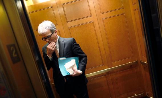 Sen. Tom Coburn, R-Okla., boards an elevator at the U.S. Capitol in Washington, Dec. 31, 2012.