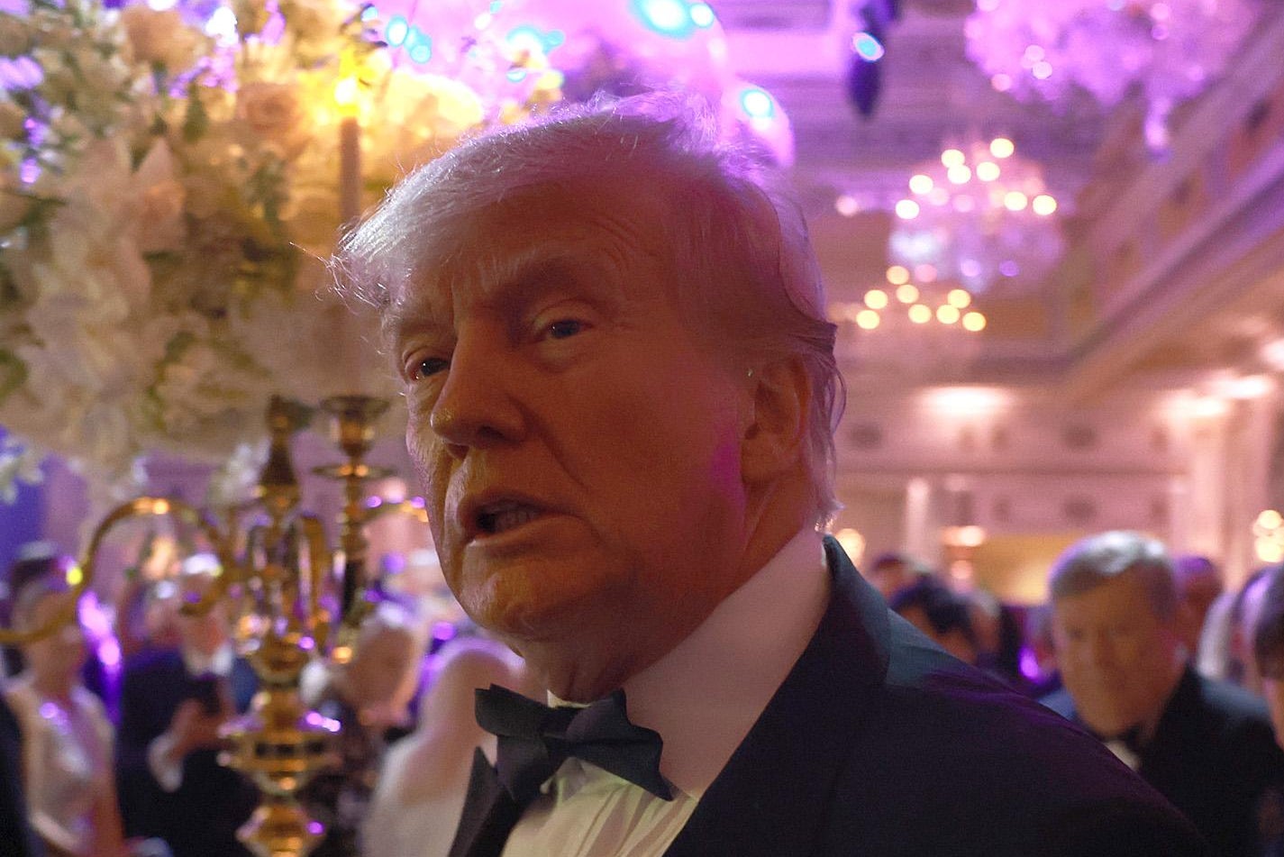 Trump in a tuxedo at a party in Mar-a-Lago