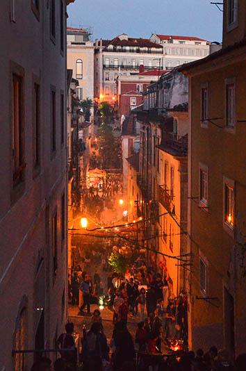 The party swings into high gear as the sun goes down, Lisbon, Ju