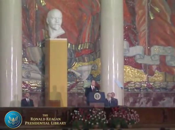 Reagan Lenin bust Moscow 1988