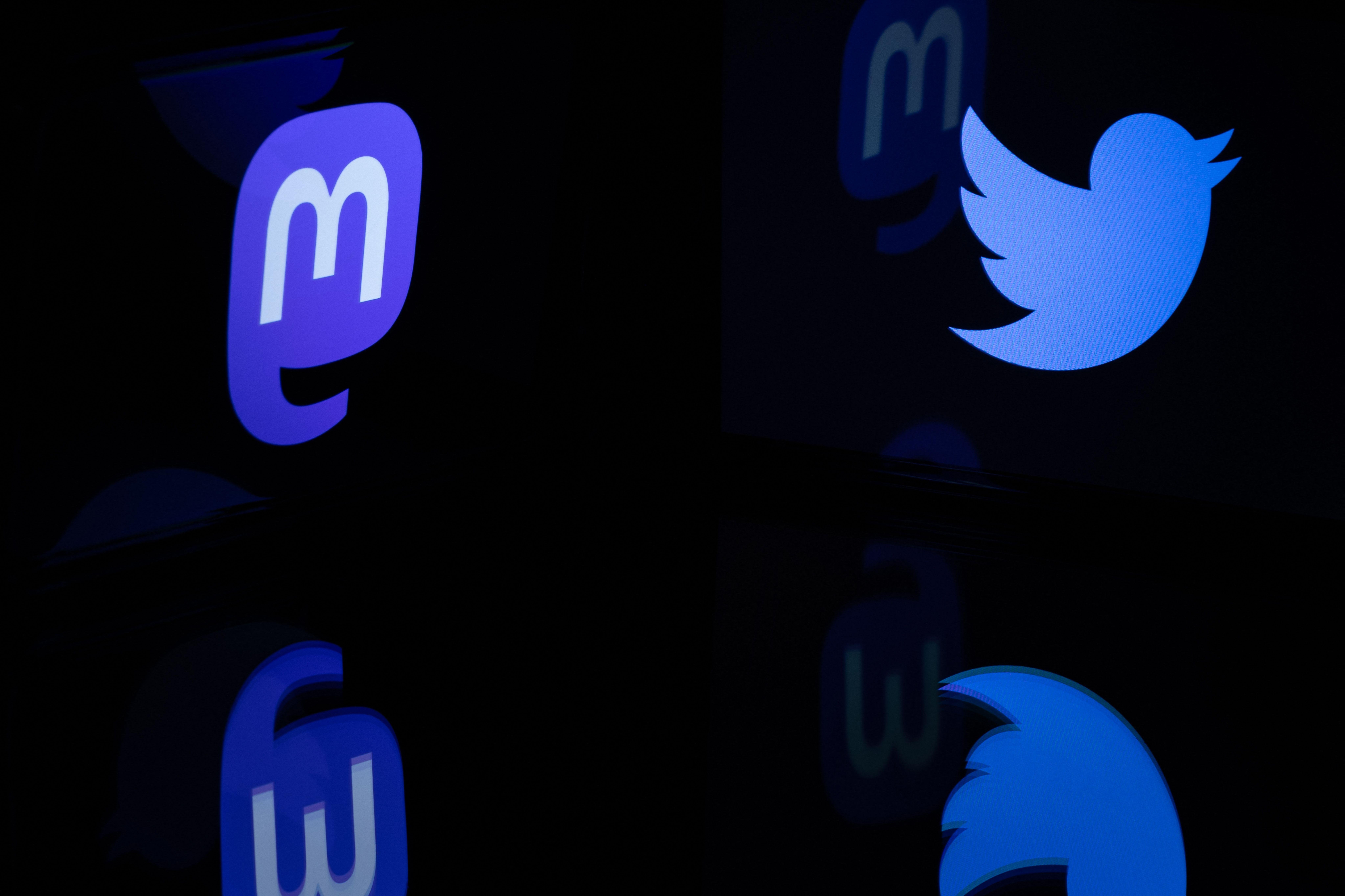 The Mastodon and Twitter logos